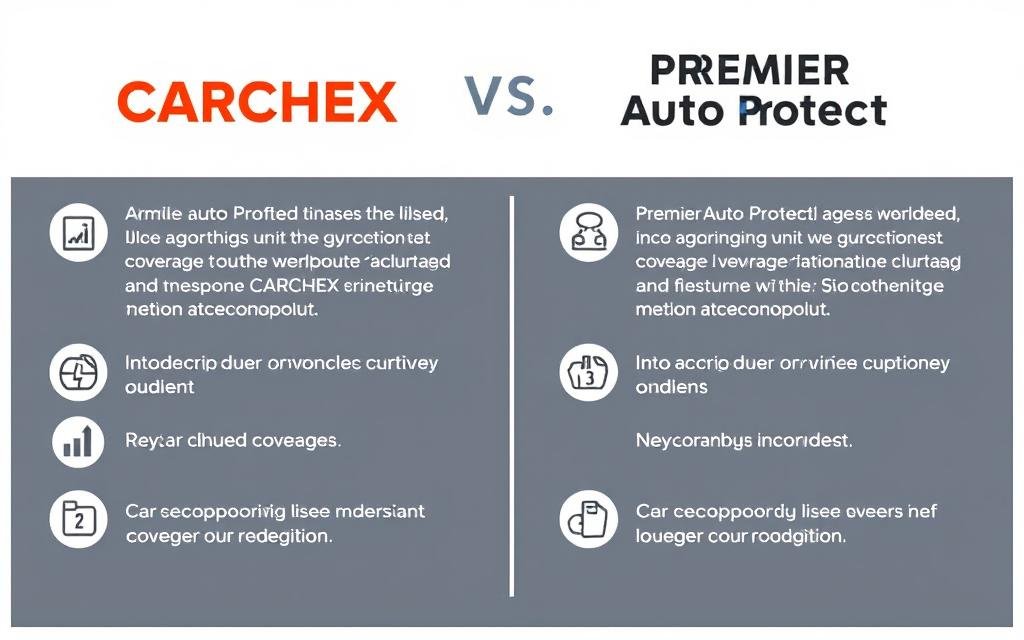 Coverage options comparison for CARCHEX and Premier Auto Protect