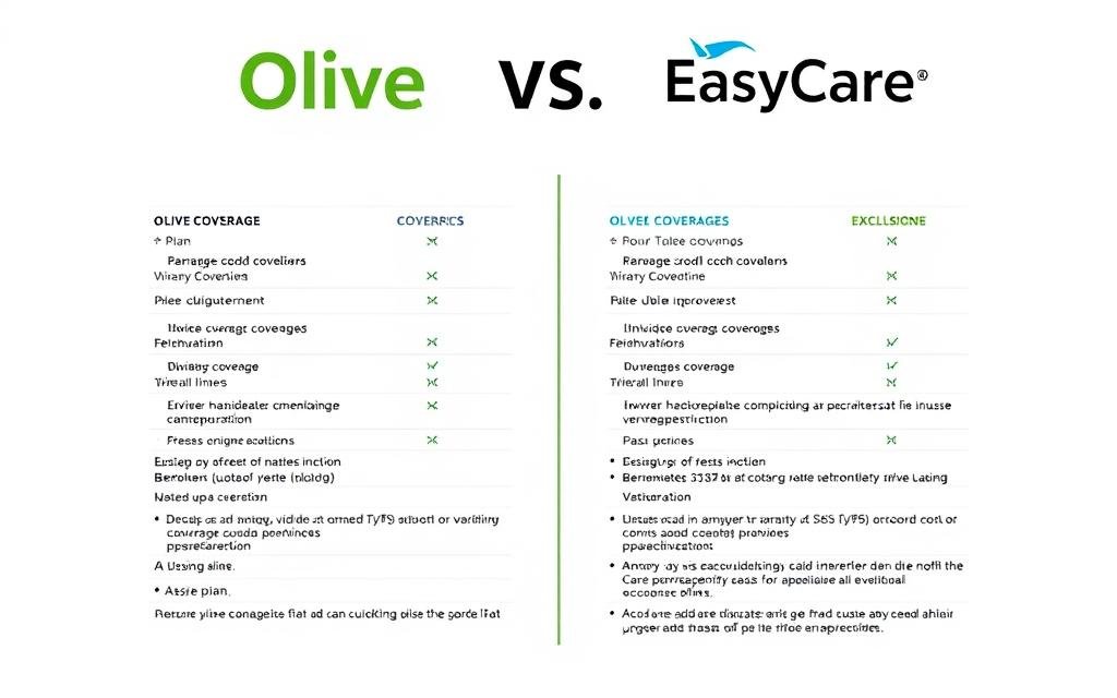 Olive vs EasyCare coverage comparison Olive vs EasyCare coverage comparison